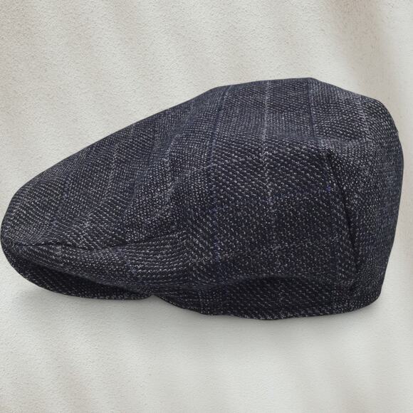 Stetson L/XL Black Gray Tweed Driving Ivy Flat Cap NWT Snap Front Retro Inspired - Picture 1 of 9